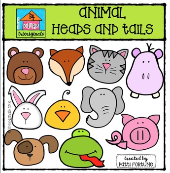 Animal Heads n Tails {P4 Clips Trioriginals Digital Clip Art} | TPT