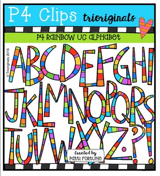 Preview of P4 RAINBOW UC Alphabet {P4 Clips Trioriginals Digital Clip Art}