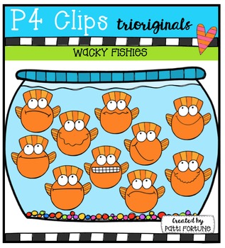 Preview of P4 WACKY Fishies {P4 Clips Trioriginals Digital Clip Art}