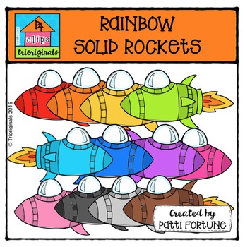 Preview of RAINBOW Solid Rockets {P4 Clips Trioriginals Digital Clip Art}