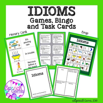 Preview of Idioms Activities, Games, Task cards, Bingo and Boom Learning Cards