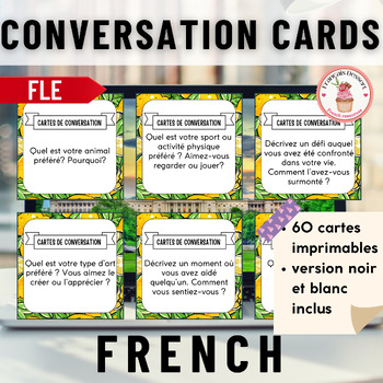 Preview of French conversation Cards - 60 Cards to Spark Engaging Discussions