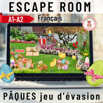 Preview of Jeu d'évasion Pâques Français A1 FLE digital Escape Room French Easter