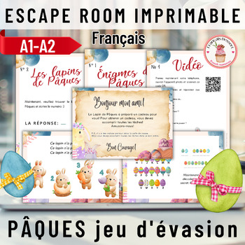 Preview of Jeu d'évasion Pâques Français A1 FLE imprimable Escape Easter French