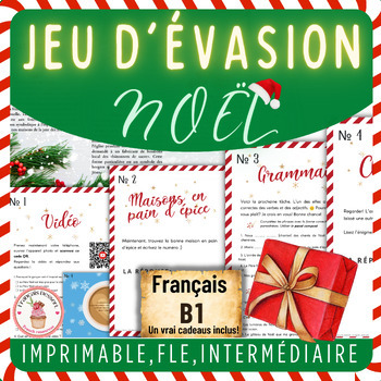 Preview of Jeu d'évasion imprimable Noël Français B1, Escape Room Christmas French