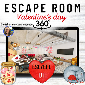 Preview of Valentine's Day Escape room 360° English ESL/EFL B1 Intermediate