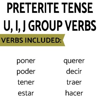Irregular Preterite Tense U, I, & J Groups Review Game Pack by Srta Spanish