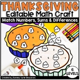 Thanksgiving Math Craft, Editable November Pumpkin Pie Craft