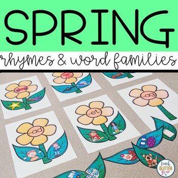 Spring Rhyming and Word Family Flowers with Worksheet by Teach Glitter Grow