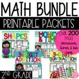 2nd Grade Math Worksheets & Task Cards Bundle
