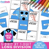 Long Division Worksheets | 5 Digit by 1 Digit | Mystery Pictures