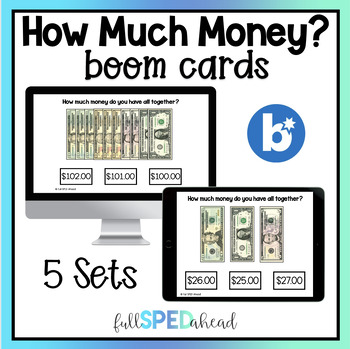 Preview of How Much Money Together? Money Math Skills Boom Cards Special Education