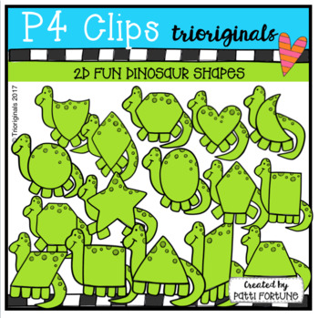 Preview of 2D FUN Dinosaur Shapes (P4 Clips Trioriginals Clip Art)