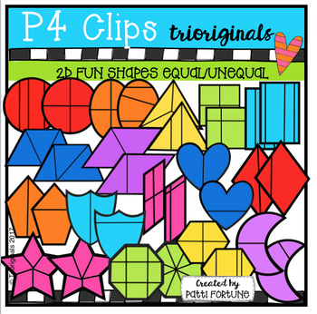 Preview of 2D Shapes (Equal and Not Equal Parts) P4 Clips Trioriginals