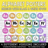 Alphabet Posters | Bright + Black & White Dots | Print + Cursive