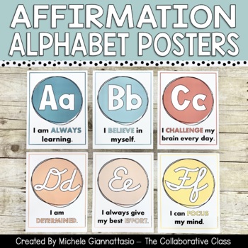 Preview of Alphabet Affirmation Posters | Boho Version | Print + Cursive