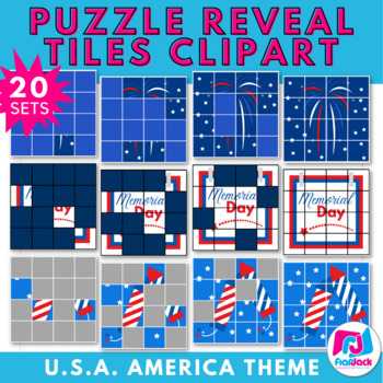 Preview of America U.S.A Puzzle Reveal Tiles Clipart