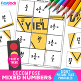 Decomposing Mixed Numbers & Fractions Mystery Pictures Worksheets