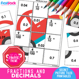 Equivalent Fractions & Decimals Mystery Pictures Worksheets