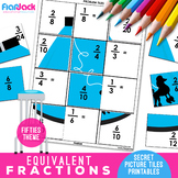Equivalent Fractions Mystery Pictures Worksheets | 4th Grade