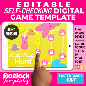 Preview of Easter Candy Google Slides PowerPoint Self-Checking Digital HUNT Game Template