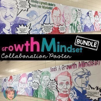 Preview of Famous Faces® Growth Mindset Poster BUNDLE | Great Classroom Inspiration!