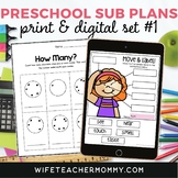 Pre-K Sub Plans (Preschool Emergency Sub Lessons) Set #1 P
