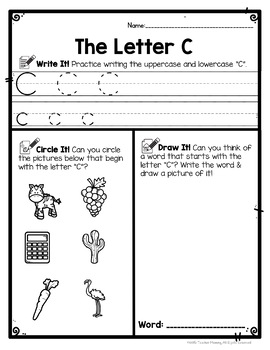Alphabet Worksheets: Write, Circle, Draw ABC Letter Writing Practice