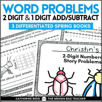 Preview of Spring & April Word Problem Addition & Subtraction Mini-books 
