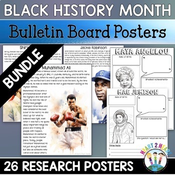 Preview of Black History Month Activities Bundle Research & Bulletin Board Posters