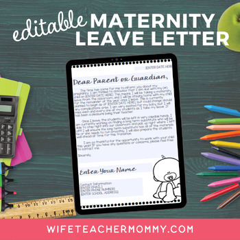 Preview of Editable Maternity Leave Letter to Parents