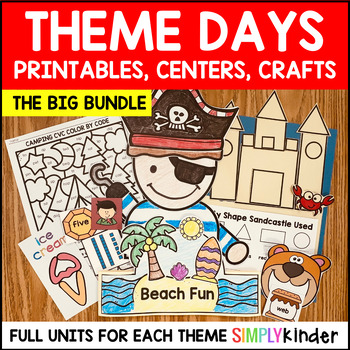 Preview of End of the Year Theme Days: Camping, Beach, Pirate, Dinosaur Days Kindergarten