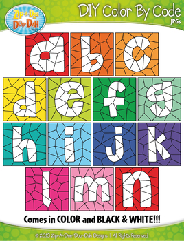 Preview of ALPHABET LOWERCASE LETTERS Color By Code Clipart {Zip-A-Dee-Doo-Dah Designs}