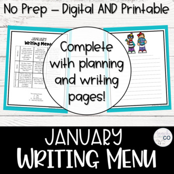 Preview of January Writing Menu | DIGITAL and Printable