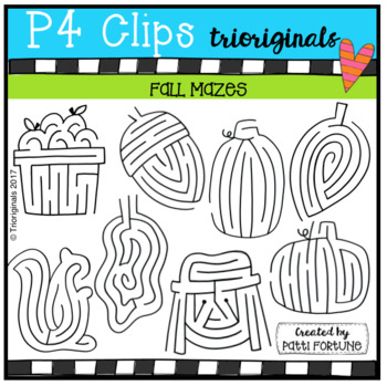 Preview of Fall MAZES (P4 Clips Trioriginals Clip Art)