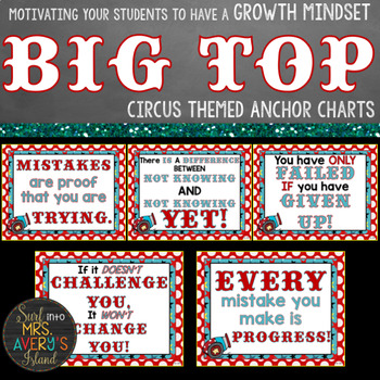 Preview of Circus Growth Mindset Posters and Morning Messages