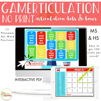 Preview of NO PRINT Gamer-ticulation Digital Dots and Boxes Articulation