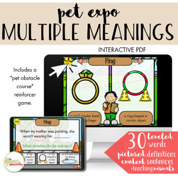 NO PRINT Pet Multiple Meaning Words for Distance Learning | TpT