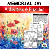 *50% OFF* Memorial Day Activities Puzzles Reading Passages