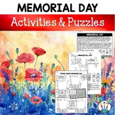 Memorial Day Activities Puzzles Reading Passages Writing W