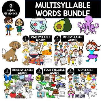 Preview of *50% OFF* Multisyllable Words Clipart Bundle