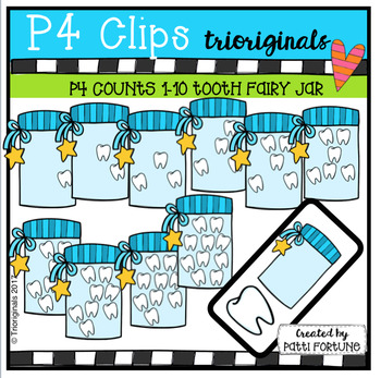 Preview of P4 COUNTS 1-10 Tooth Fairy Jar (P4 Clips Trioriginals Clip Art)