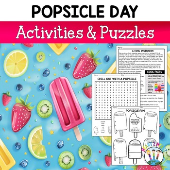 Preview of *50% OFF* Popsicle Day Activities Word Search End of the Year Themed Puzzles