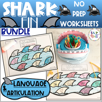 Preview of SHARK FIN BUNDLE (ARTICULATION & LANGUAGE) NO PREP WORKSHEETS, SHARK BITE