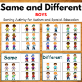 Same and Different Sorting Boys Activity for Autism