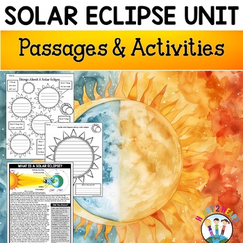 Preview of Solar Eclipse 2024 Passages Activities Worksheets Word Search Puzzles