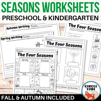 Preview of Preschool, Kindergarten Four Seasons Worksheets