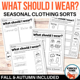 Seasonal Clothing Sorts, What Can I Wear? Weather Worksheet