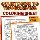 Thanksgiving Countdown Coloring Sheet Calendar in English 