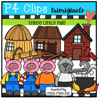 Preview of Three Little Pigs (P4 Clips Trioriginals Clip Art)
